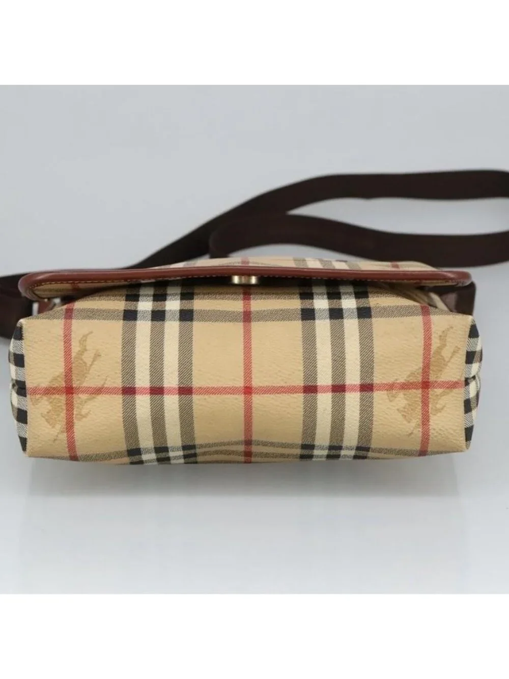 Authentic BURBERRY Nova Check Shoulder Bag PVC Beige Gold - Picture 12 of 16